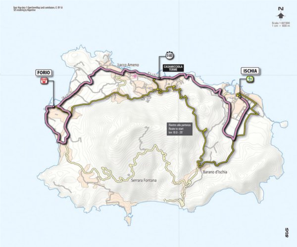 Cartina del Giro d'Italia 2013, sull'isola d'Ischia
